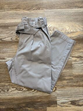 Loft Gray High Rise Cotton Paperbag Chino Pants 8